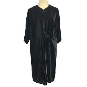 Vintage 50s 60s Black Velvet Swing Opera Goth Lined Duster Coat
